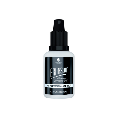 Milk/cream developer 3% used with Bronsun lash and brow dye tint, highly pigmented stains the skin up to 7 days and hairs up tp 7 weeks. south africa